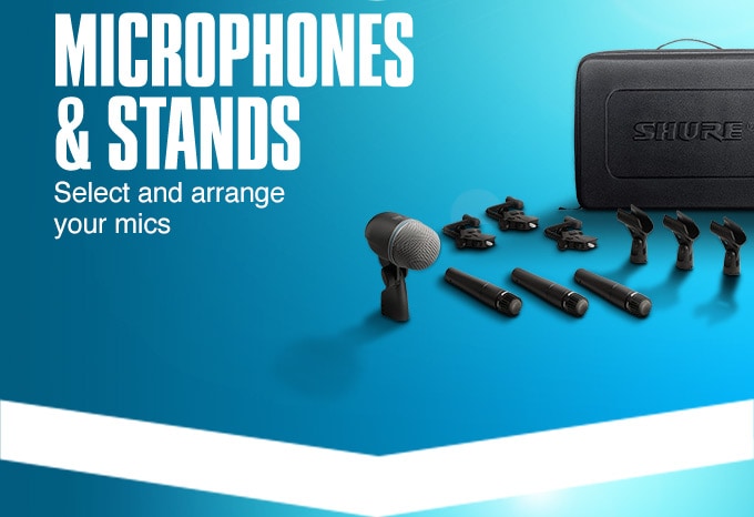 Microphones and Stands. Select and arrange your mics.