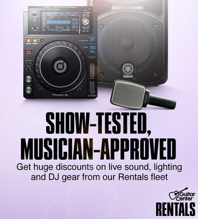 Show tested musician approved. Get huge discounts on live sound, light and DJ gear from our Rentals fleet.
