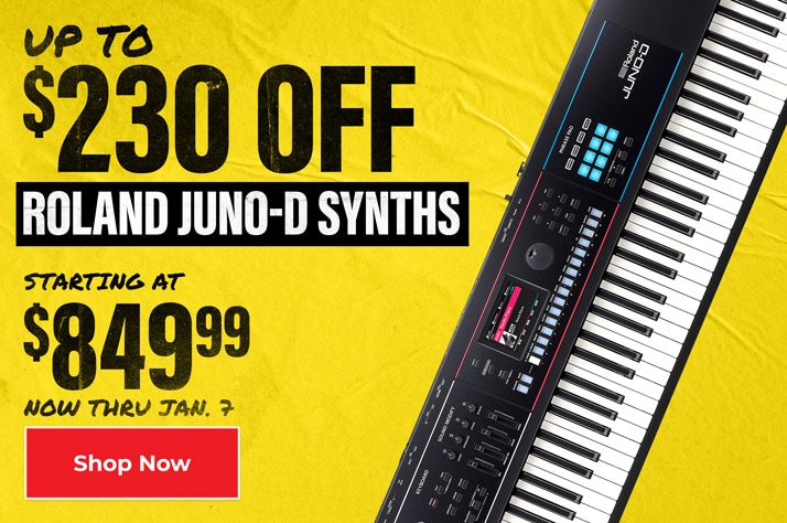 Up to $230 Off Roland Juno D synths, sale price $849.99