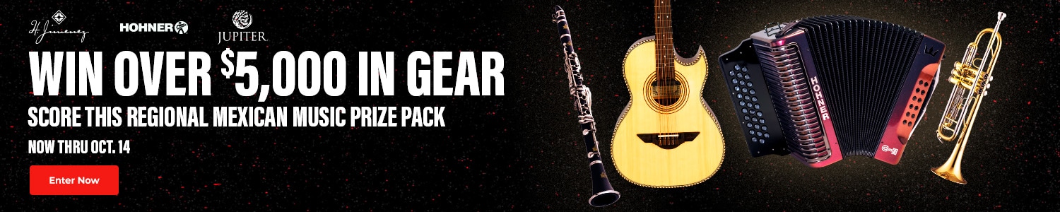 Win over 5000 dollars in gear. Score this regional Mexican music prize pack. Now thru October 14. Enter now.