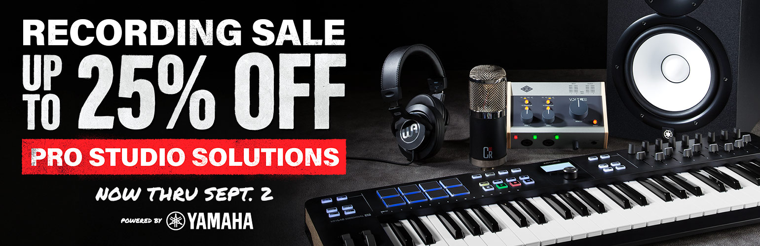 Recording Sale. Up to 25 percent off pro studio solutions. Now thru September 2. Powered by Yamaha.