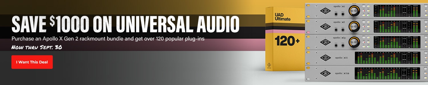 Save 1000 dollars on Universal Audio. Purchase an Apollo X Gen 2 rackmount bundle and get over 120 popular plug-ins. Now thru September 30. I want this deal.