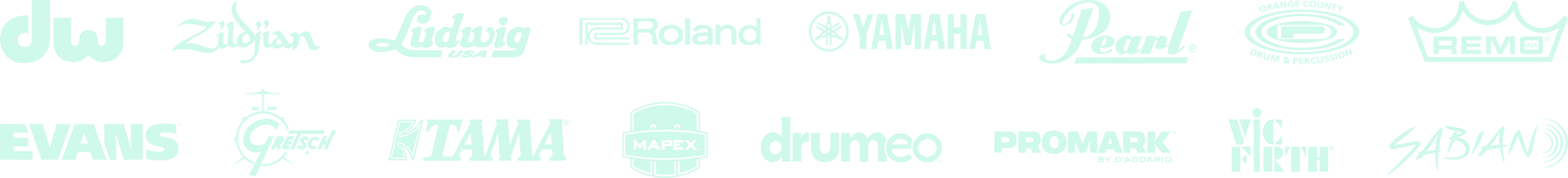 Event sponsors: DW, Zildjian, Ludwig, Roland, Yamaha, Pearl, Gibraltar, Remo, Evans, Gretsch, TAMA, Mapex, Drumeo, ProMark, Vic Firth and Sabian.