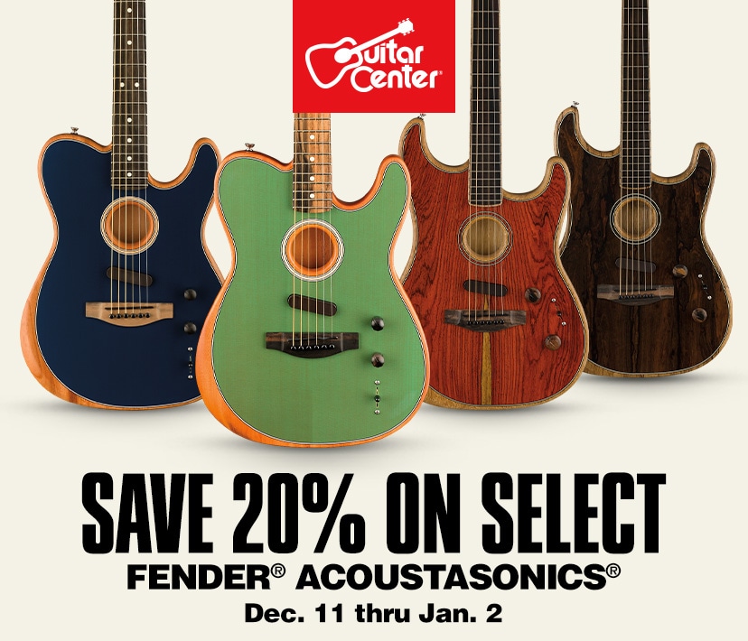 Save 20% on select Fender Acoustasonics. Play electric and acoustic in classic body styles. Dec. 11 thru Jan. 2. Shop now