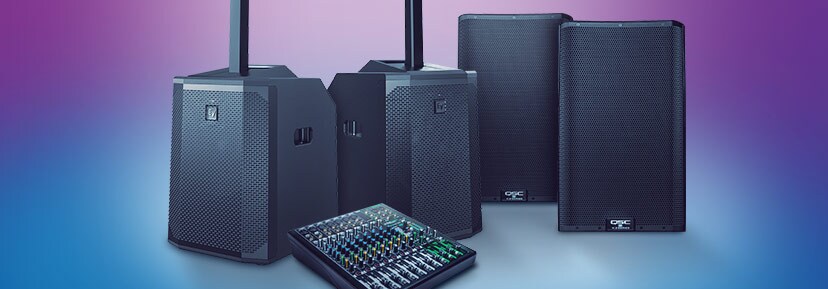 Sound check. Up to 20% off powered speakers, mixers, lights and other live essentials. Now thru May 19. Shop now.