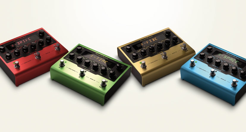 IK Multimedia AmpliTube X-Gear pedals. Compact stomps loaded with 16 boutique-style effects and onboard DSP