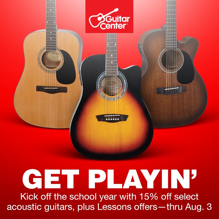 Get playin'. Kick off the school year with 15% off select acoustic guitars, plus Lessons offers. Now thru Aug. 3. Shop now