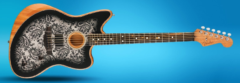 New Fender(r) Acoustasonic(r) Jazzmaster(r). Explore the depths of acoustic and electric tones in a striking Black Paisley finish. Shop now