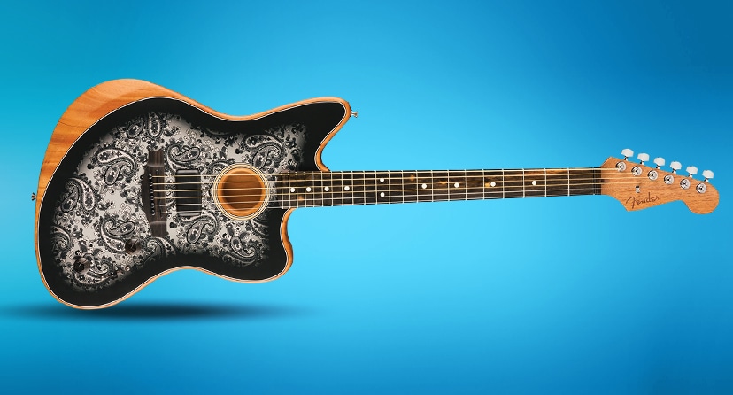 New Fender(r) Acoustasonic(r) Jazzmaster(r). Explore the depths of acoustic and electric tones in a striking Black Paisley finish. Shop now