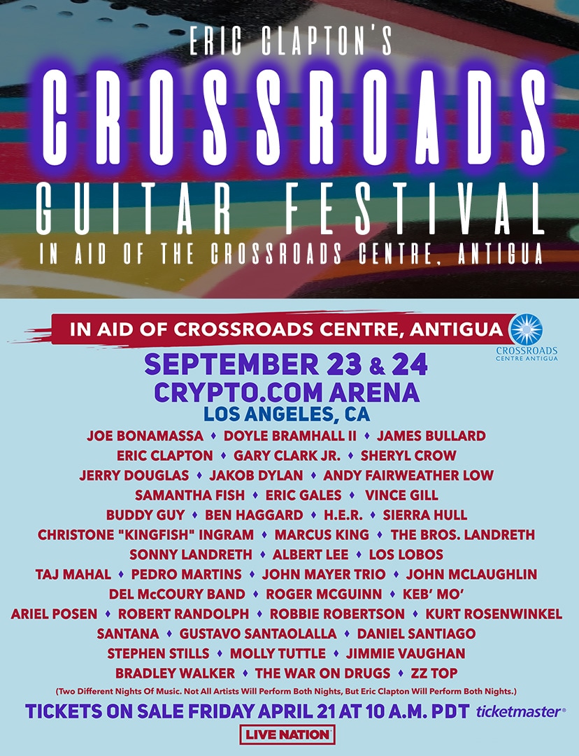 Eric Clapton's Crossroads Guitar Festival in aid of the Crossroads Centre, Antigua. Coming soon. See more
