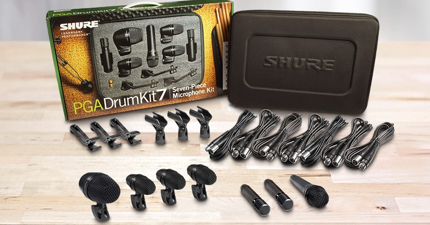 Shure PGADRUMKIT7 7 Piece Drum Microphone Kit full kit laid out