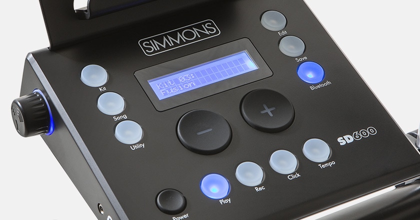 Detailed picture of Simmons SD600 electronic drum module with Simmons Signature Sound Library