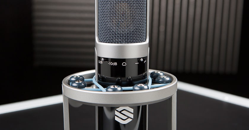 Close-up Image of the Sterling  ST155 Microphone's Attenuation and Low-Pass Filter Switches