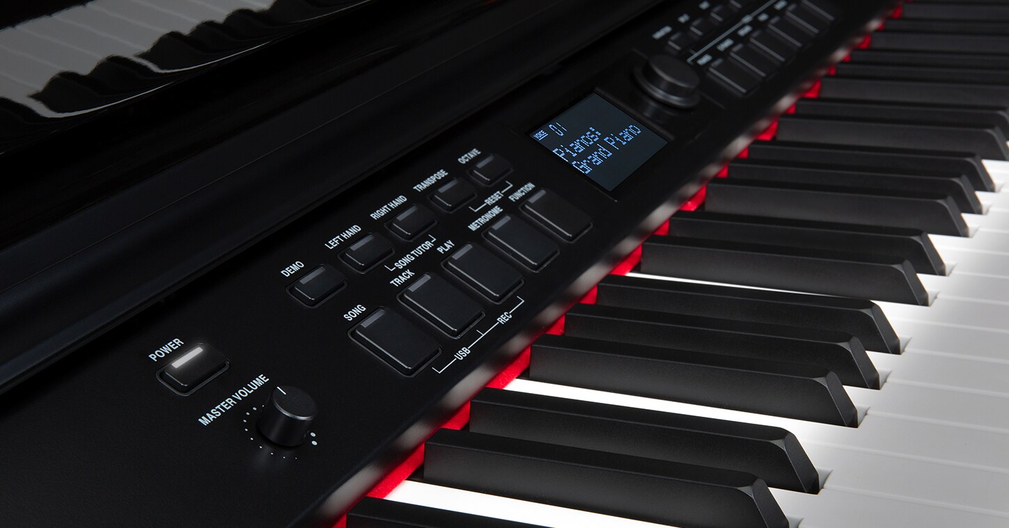 The Williams Overture III has 88 hammer-action, fully weighted keys with the feel of a traditional piano.