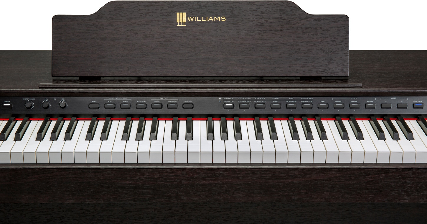 The Rhapsody IlI has 88 hammer-action, graded, weighted keys. If you're switching over from a traditional piano, you'll experience the exact same feel.